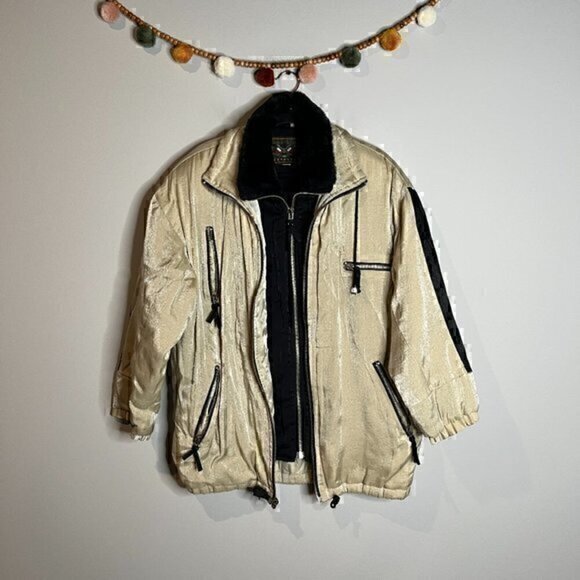 Vintage Express French Country metallic layered zip up parka - Picture 1 of 5